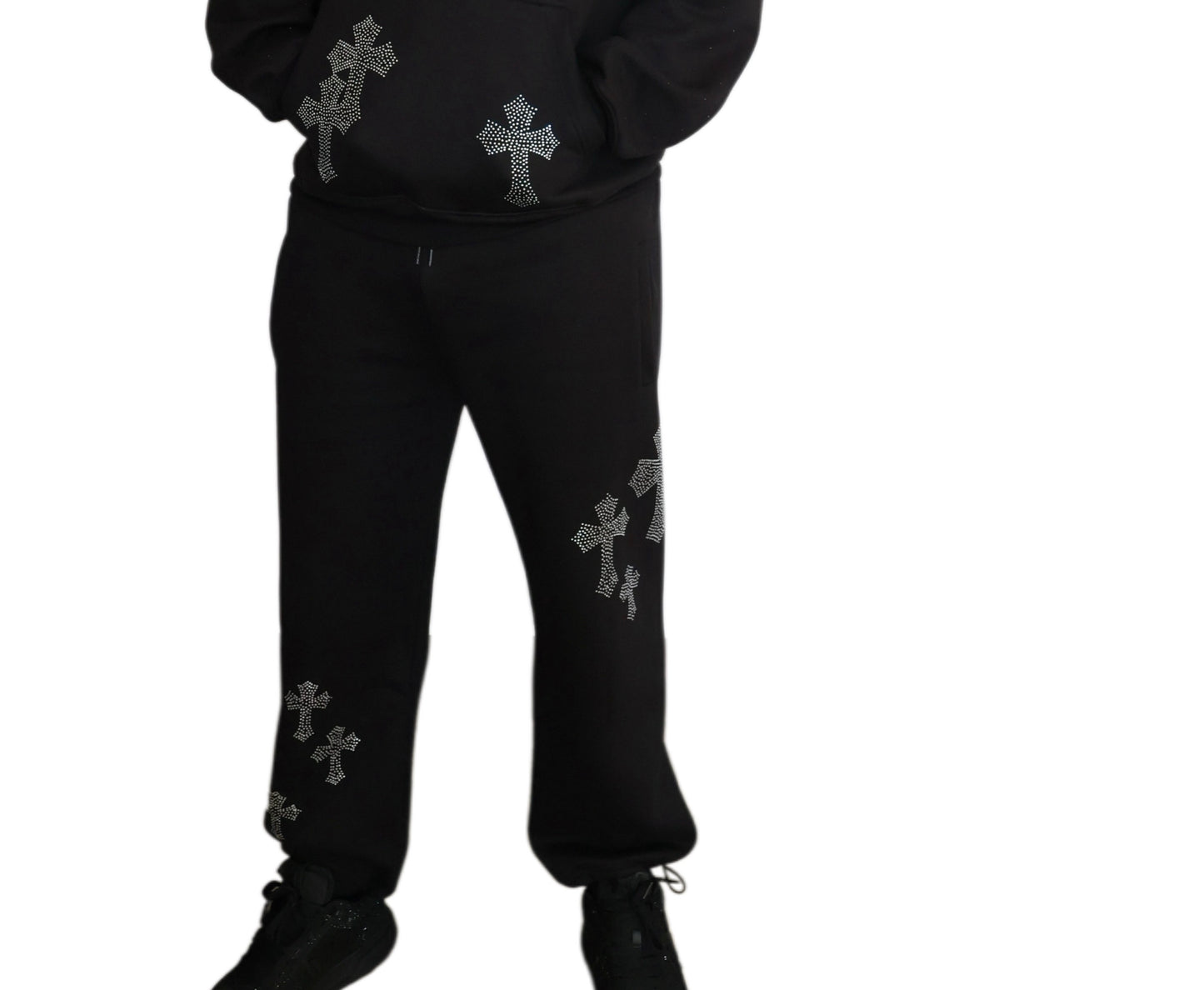 Black cross joggers.