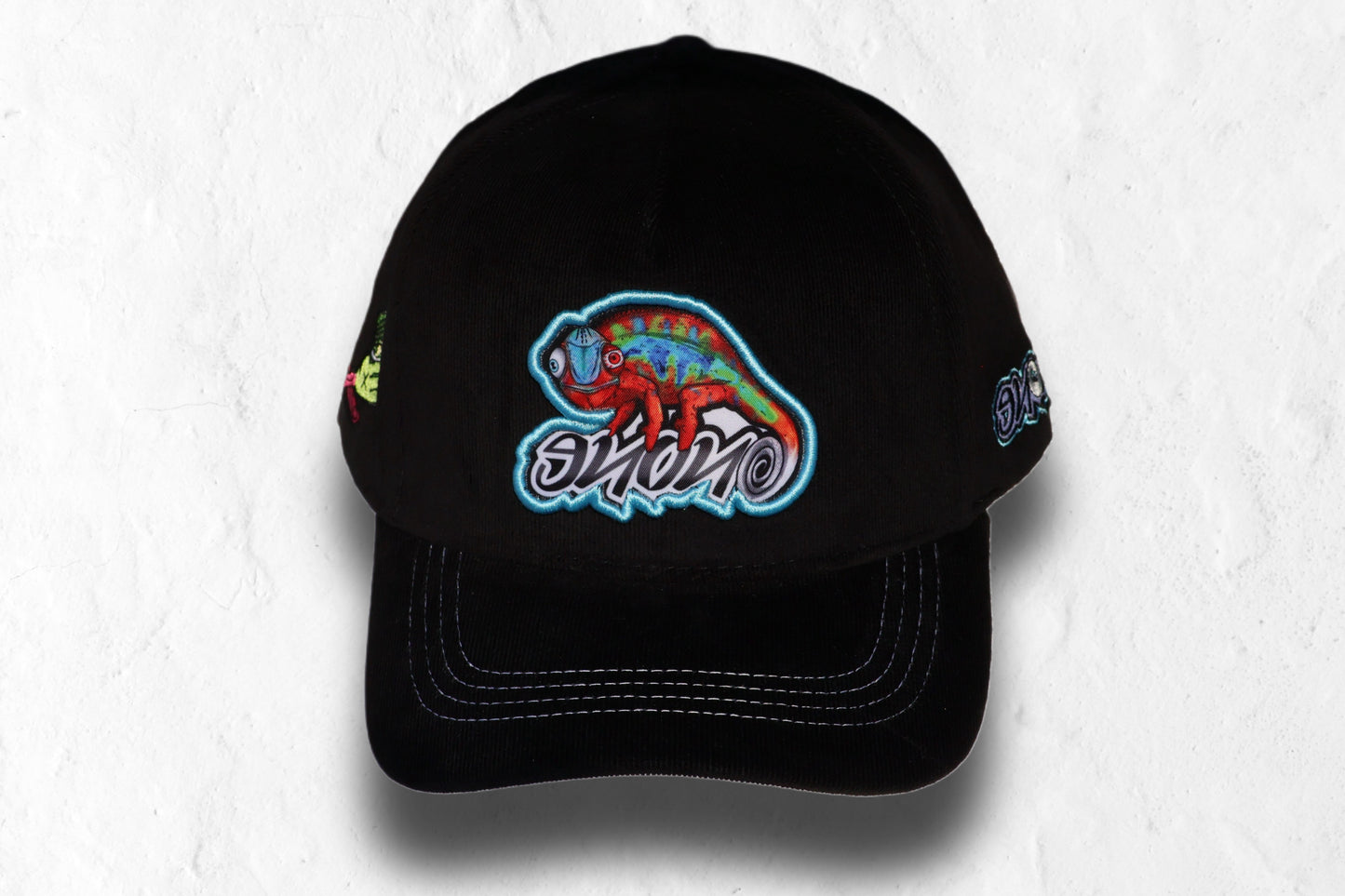 Black corduroy snapback hat
