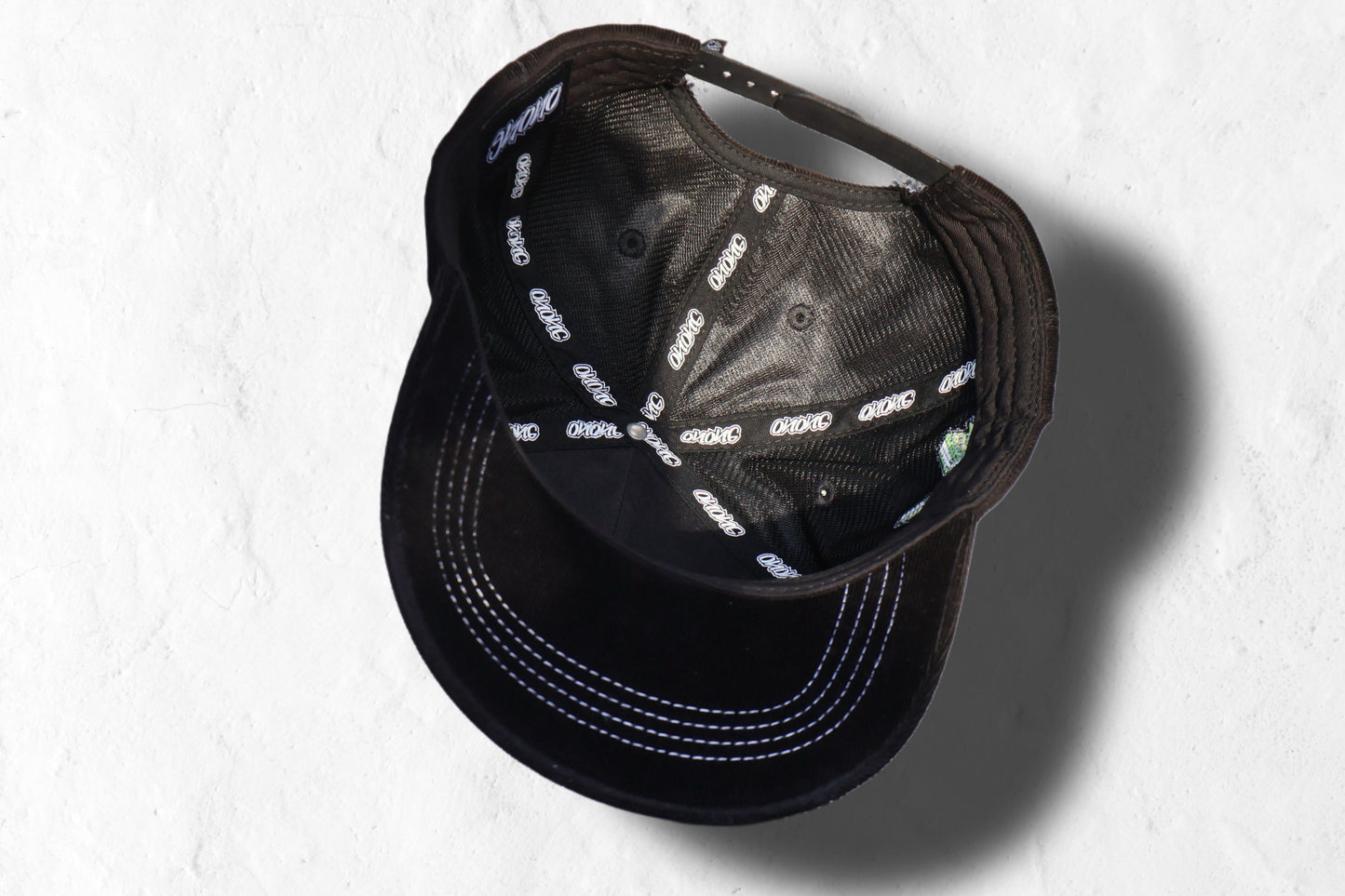 Black corduroy snapback hat