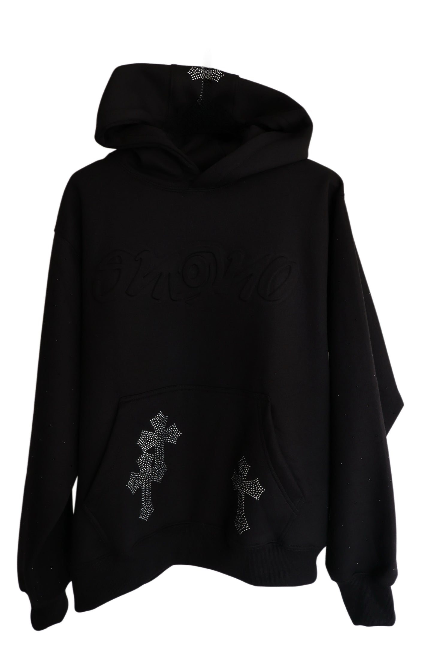 Black embossed jumpsuit.