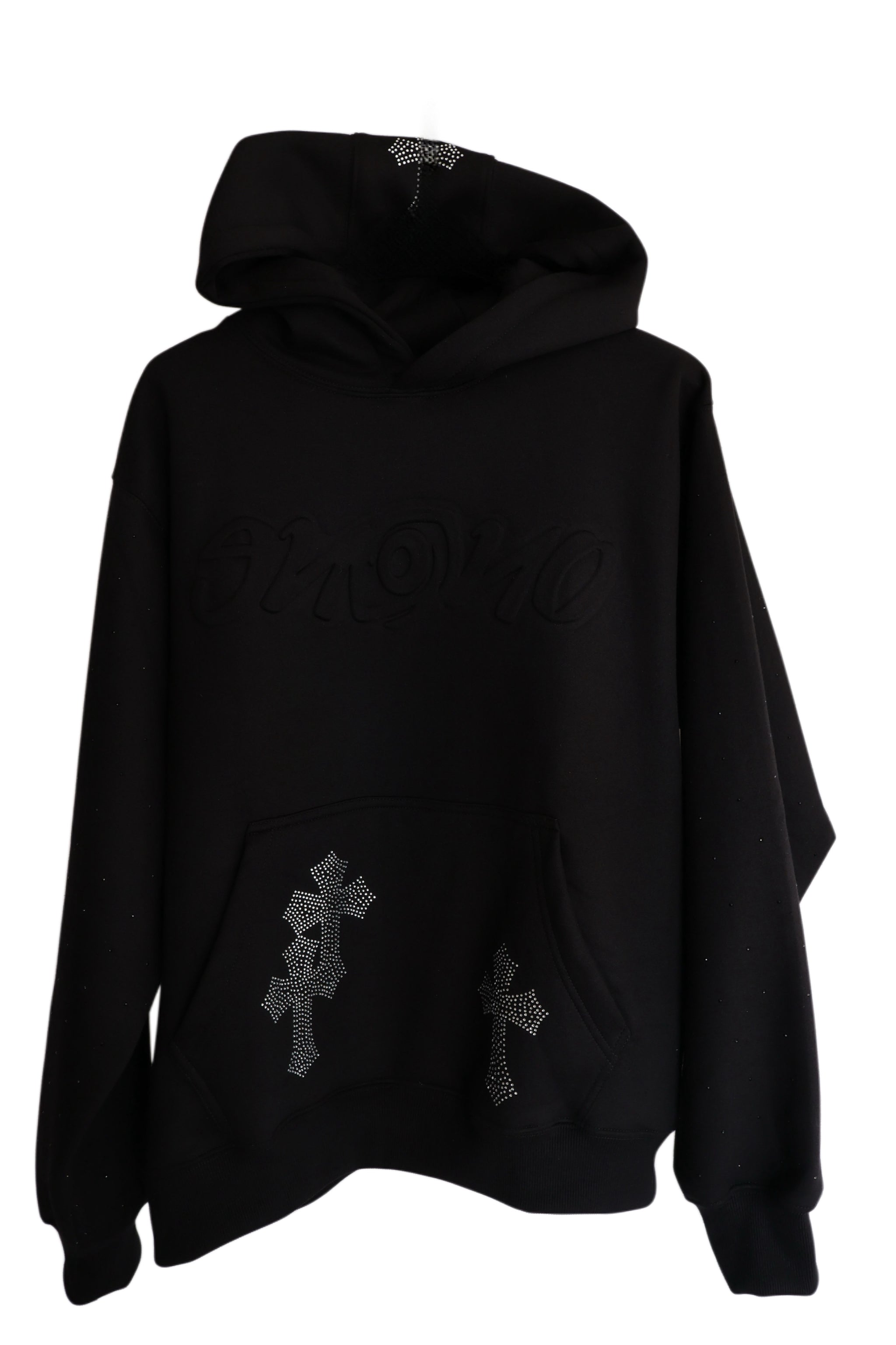 Black embossed jumpsuit.