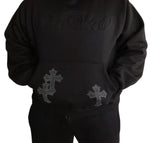 Black embossed hoodie.